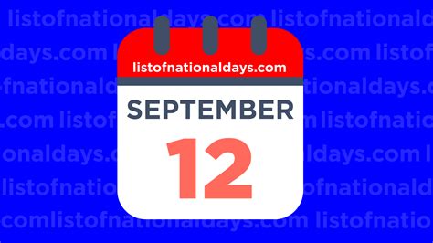 12 september|is september 12th a holiday.